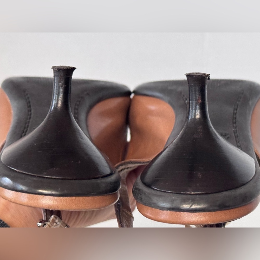 Vintage Coach Starr Tan Leather Buckle Slingback Kitten Heels Size 6 - Picture 12 of 12